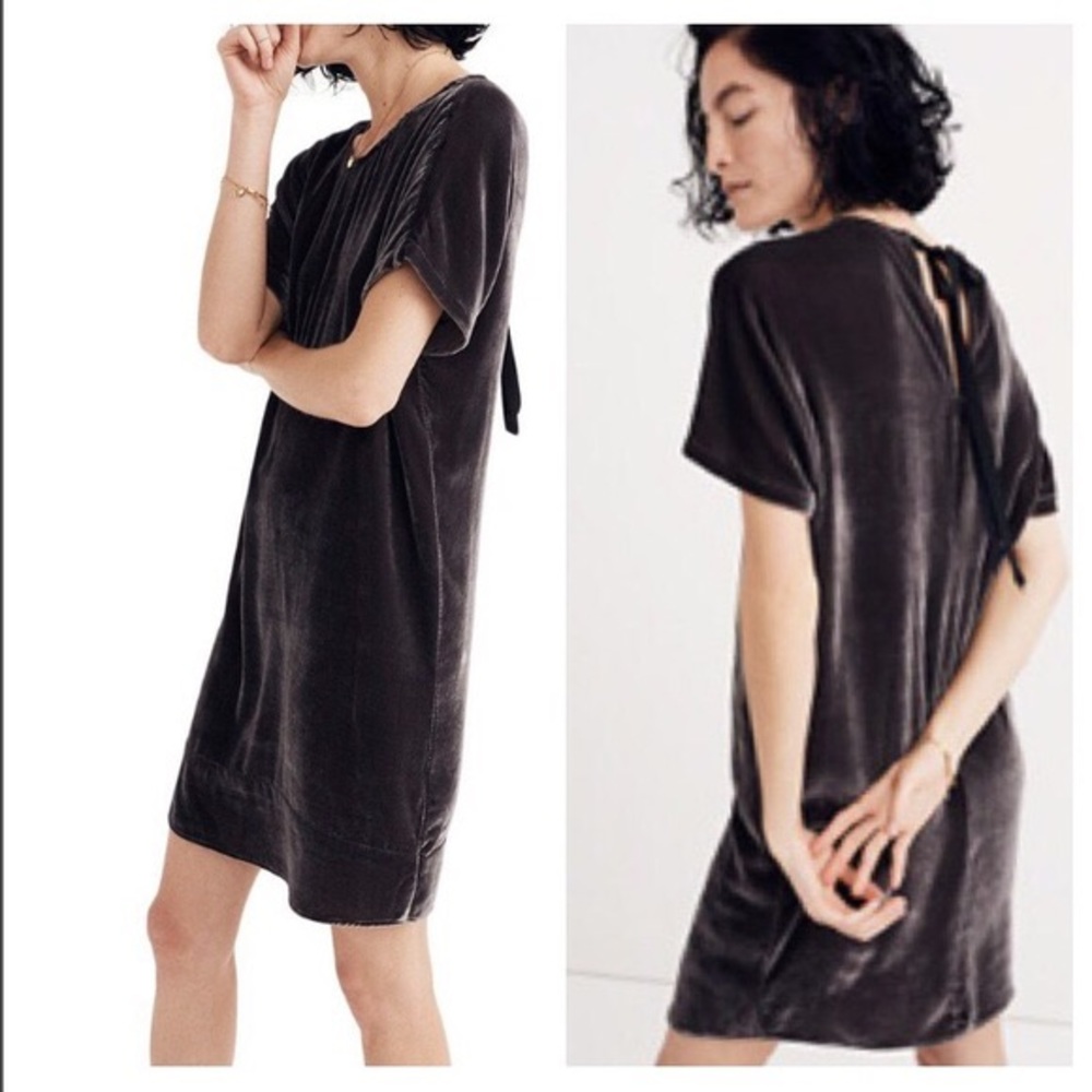 Madewell gray velvet dress